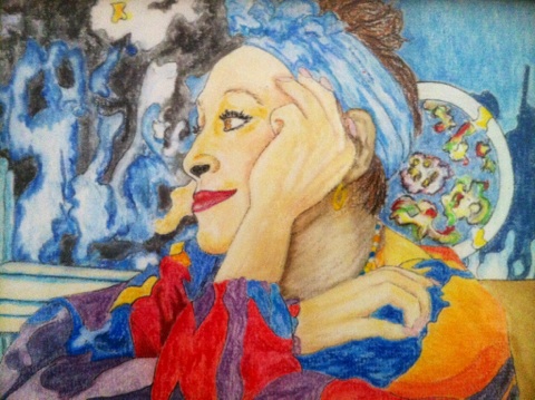 Drawing, Crayon: "Authoress" by Shelley Riley
